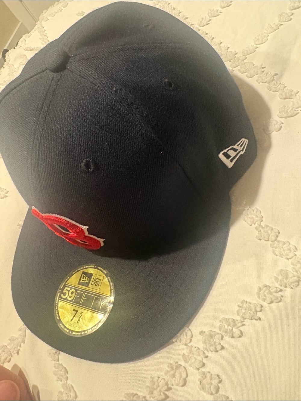 New Era Navy Blue Fitted Cap with Red Embroidered Logo